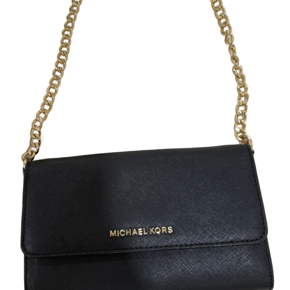 Michael Kors Black Crossbody with Gold Chain - Picture 4 of 13